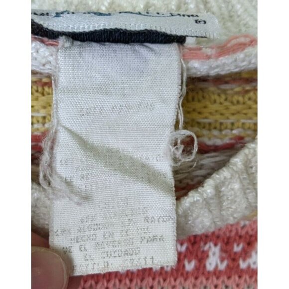 AMERICAN COLLECTION - WOMEN'S CORAL ORANGE STRIPED SHORT SLEEVE PULLOVER SWEATER - Picture 8 of 12